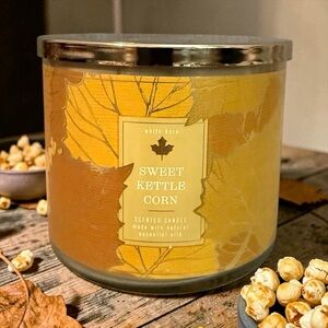💛WHITE BARN💛Sweet Kettle Corn 3-Wick Candle/NWT